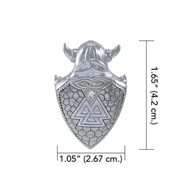 Viking Valknut Shield Silver Pendant TPD4395 - Jewelry